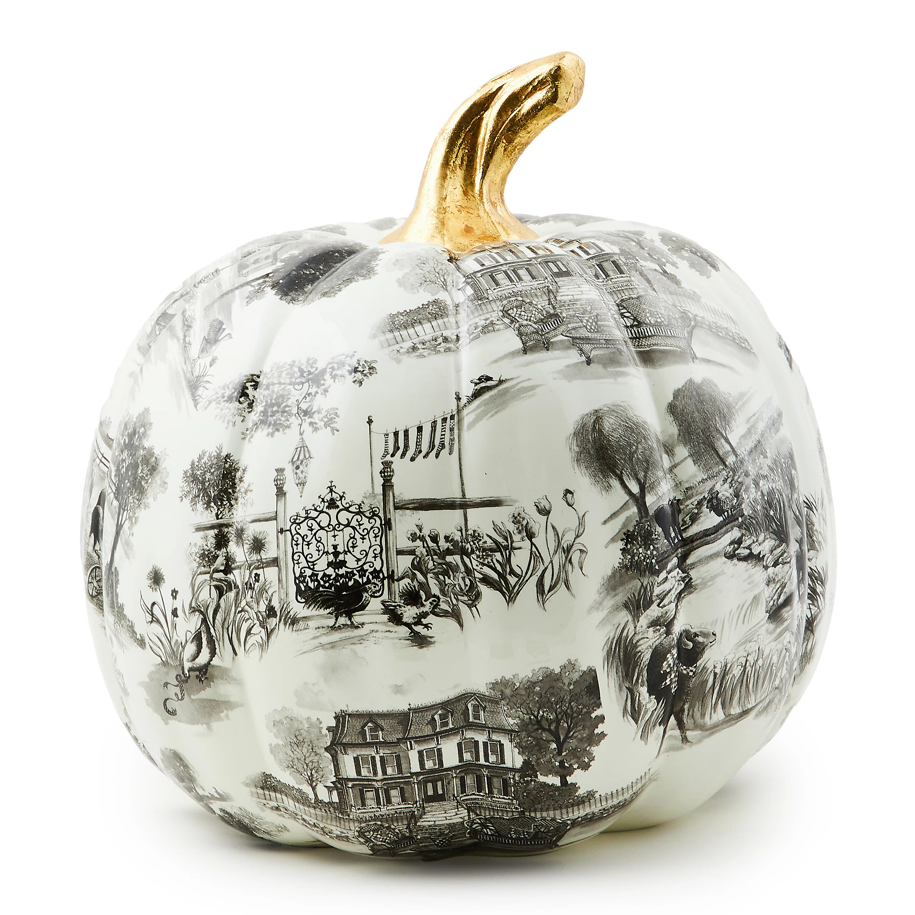 MacKenzie-Childs Black Toile Large Pumpkin | Wayfair | Wayfair North America