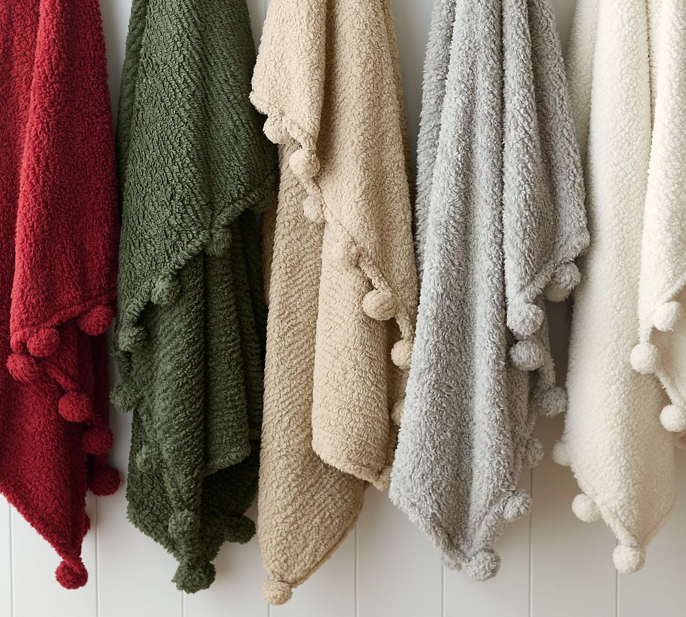 Cozy Pom Pom Sherpa Throw | Pottery Barn (US)