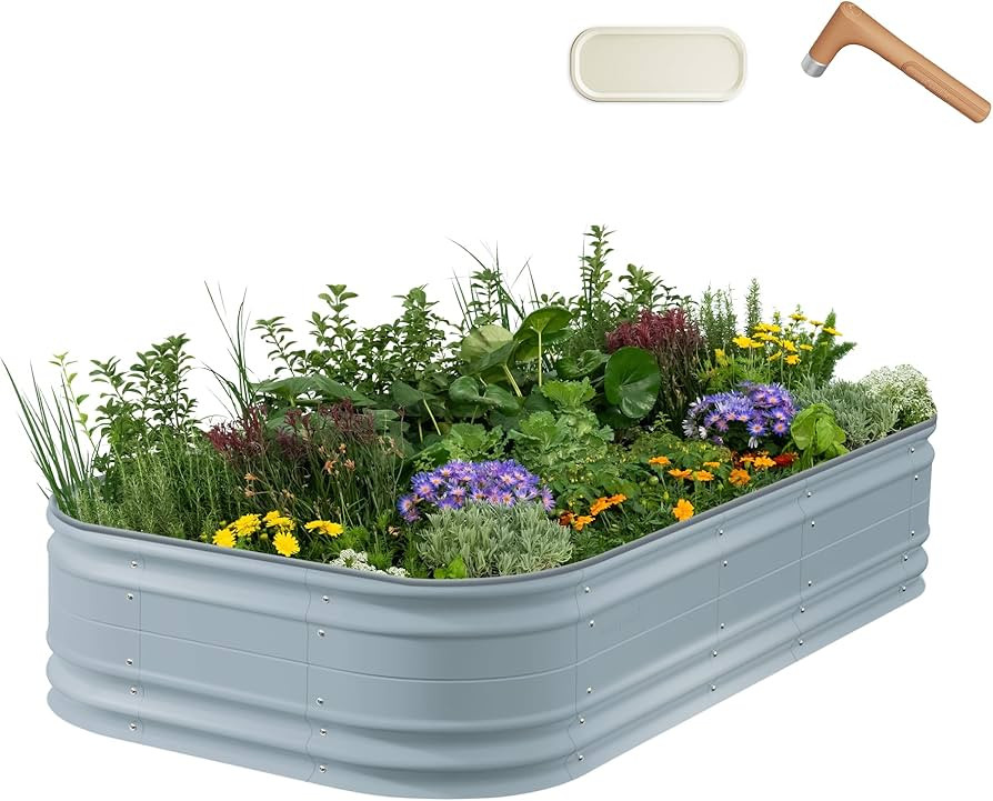 Vego garden 17" Tall 10 in 1 Novel Modular Raised Garden Bed Kit, Metal Planter Box for Vegetable... | Amazon (US)