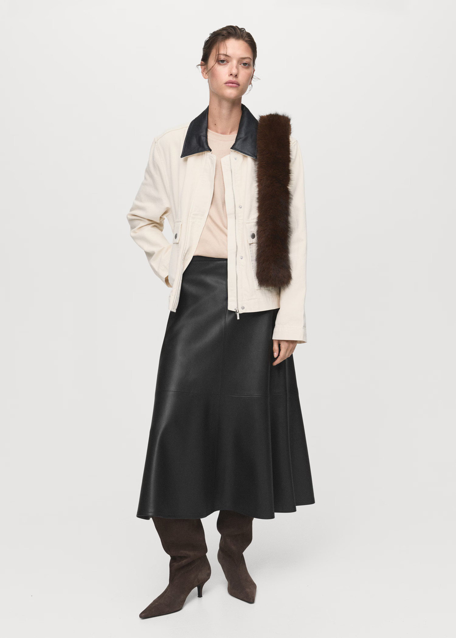 Faux-effect midi-skirt | Mango (US/MX/AU)