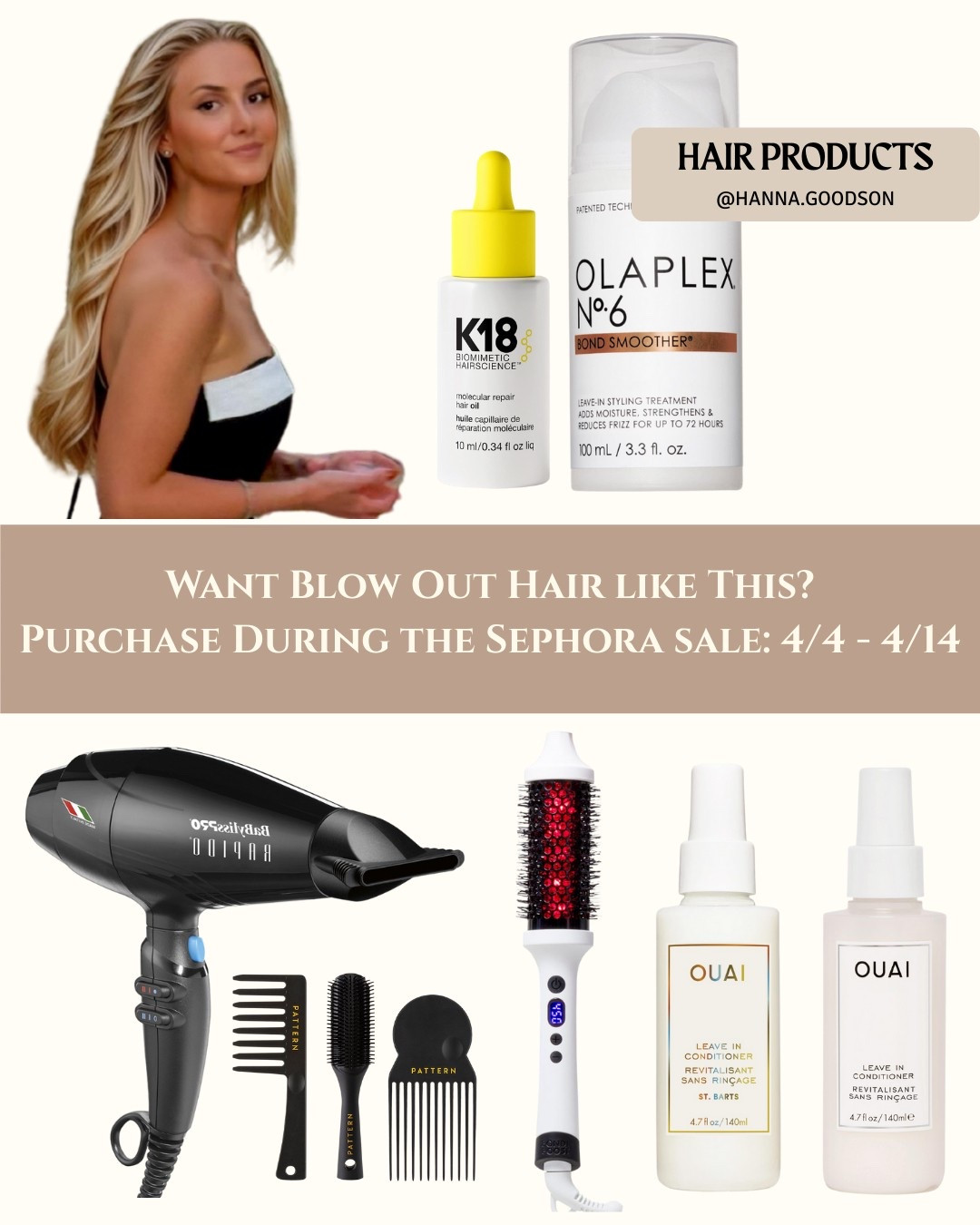DIY SALON BLOWOUT AT HOME 💨 | Sephora Sale Tools + Products for Glass-Smooth Hair (Sale Ends 4/14!)  

These game-changers give me hotel-bathroom-worthy hair every time:  
- Pro Blow Dryer: Lightweight, fast-drying, no frizz – even on thick hair.  
- Thermal Round Brush: Lifts roots + adds bounce (no salon appointment needed).  
- Heat Protectant Spray: Shields hair up to 450°F + smells like a luxury spa.  
- Smoothing Serum: Tames flyaways for that "just-left-the-salon" shine.  

All on sale now— all products linked. Shop before 4/14. Save this post for your next wash day!  

#ShopLTK #SephoraSale #BlowoutAtHome #HairTools #HeatProtectant #SmoothHair #SalonStyle  

#LTKFindsUnder50 #LTKSaleAlert #LTKBeauty