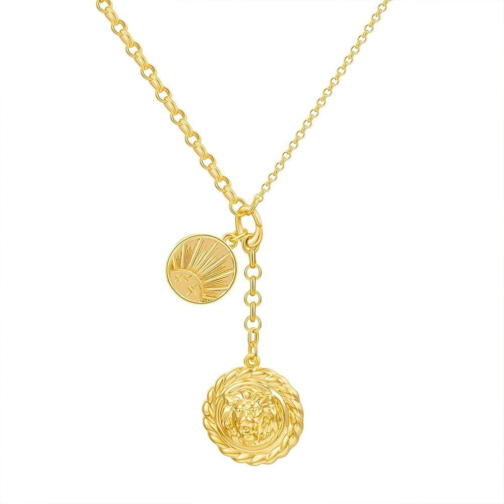 HETICA Round Chunky Gold Necklace for Women - Lion Necklace for Women Fashion Short Necklace Gold... | Amazon (US)