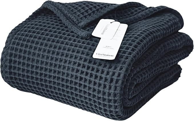 Premium Waffle Throw Blanket Queen Size Anthracite - Premium Quality, 100% Turkish Cotton, Light ... | Amazon (US)