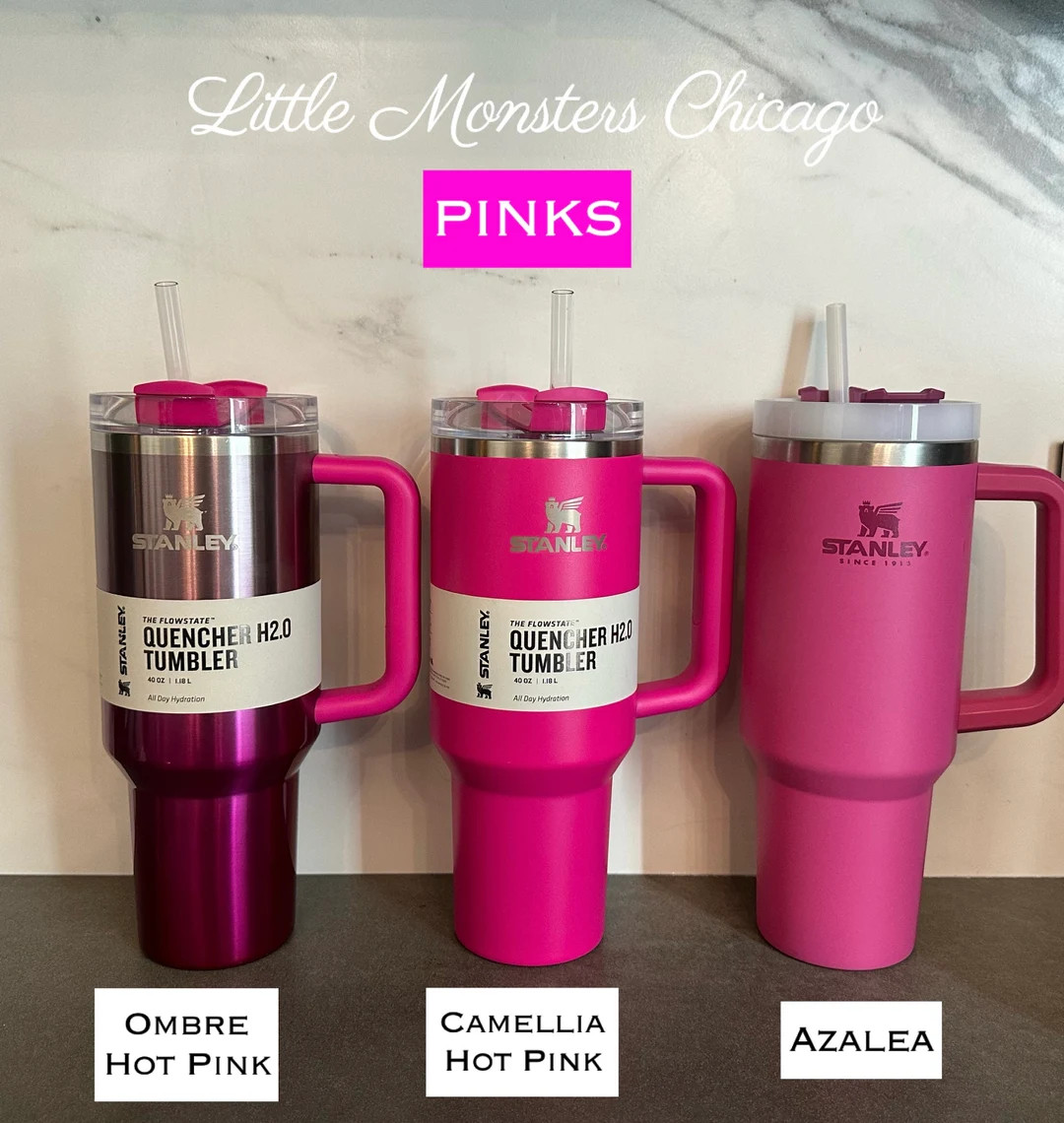 Hot PINK STANLEY 40 oz tumbler, AZALEA pink travel quencher pink mug, bachelorette party, valenti... | Etsy (US)