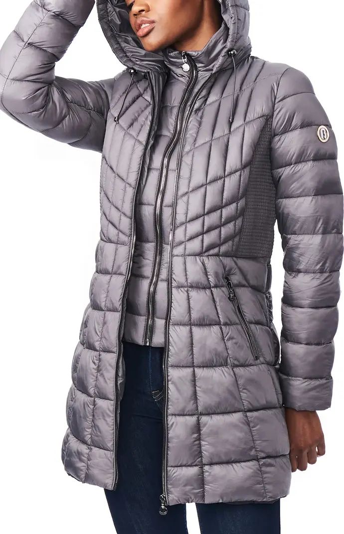 Packable Hooded Down & PrimaLoft® Fill Coat with Contrast Inset Bib | Nordstrom Rack