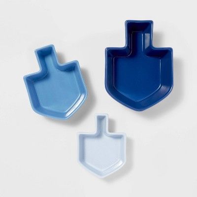 3ct Ceramic Hanukkah Dreidel Bowl Set Blue - Spritz™ | Target