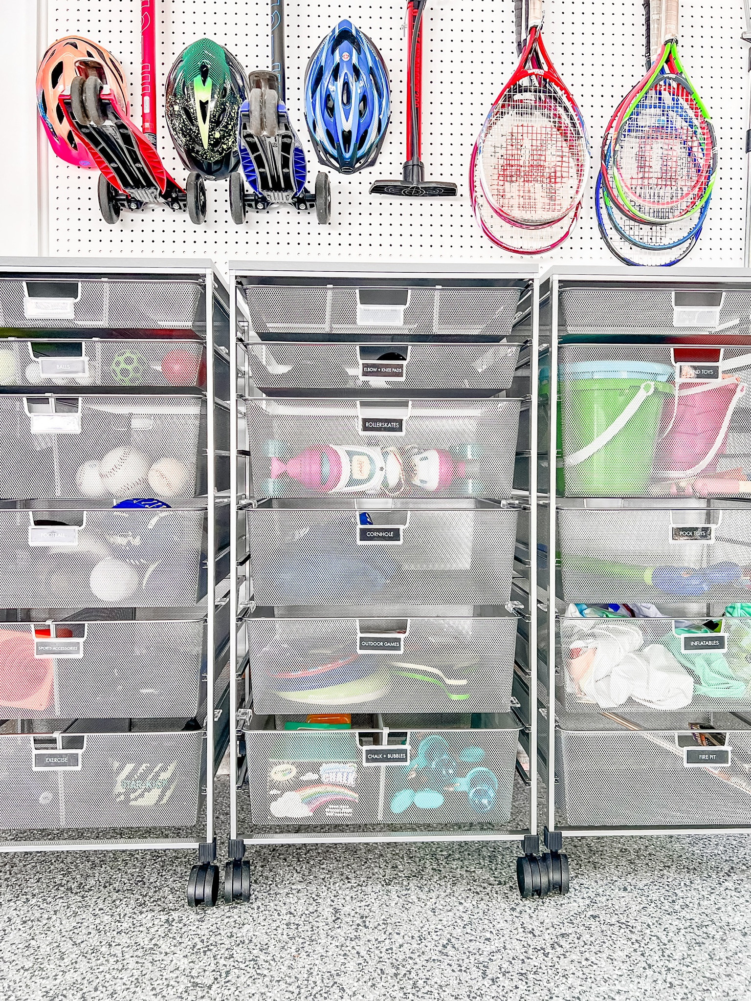 ⚽️ 🫧 If you have kids, you might have sports equipment and outdoor toys consuming your garage space. We’ve got a solution! For this project, we gave those items a zone and categorized them in these drawers! Easy access to find and put away after play! 

#LTKkids #LTKSeasonal #LTKhome