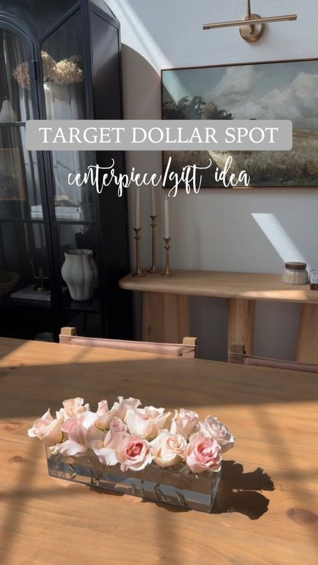 TARGET DOLLAR SPOT 🎯🤍

centerpiece or gift idea! Found this plastic tray vase at the dollar section of Target 🤯 I’ve seen these going for much more on Amazon and other sites. This was $3!! I got this bouquet of roses from Target too 🤍

+ filled it with water
+ trimmed down
+ removed leaves
+ turned rose upside down to open it up
+ bent outer petals gently outwards

✨ pro tip: don’t put the flower food in the vase bc it will make the water look cloudy ✨

what do you think of it?! 💕 (couldn’t link this exact one so linked the amazon one) 🤍 




#mothersday #mothersdaygift #giftidea #centerpiece #diningroomdecor #diningtable #chair #arch #roses #flowers #flowerarrangement #teacherappreciation #brunchidea #brunch #dinner #dinnertable

#LTKfindsunder50 #LTKGiftGuide #LTKhome