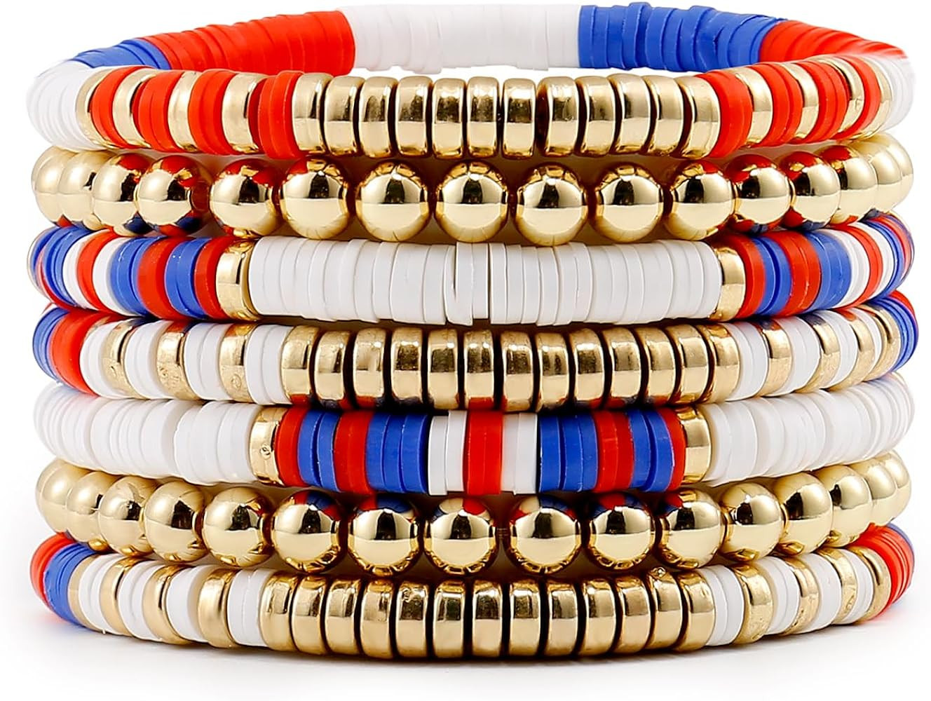 Elegance 11 designs Heishi Beaded Bracelets For Women Polymer Clay Colorful Surfer Stackable Bead... | Amazon (US)