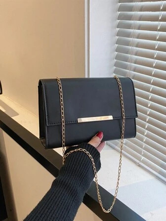 Minimalist Metal Decor Chain Square Bag | SHEIN