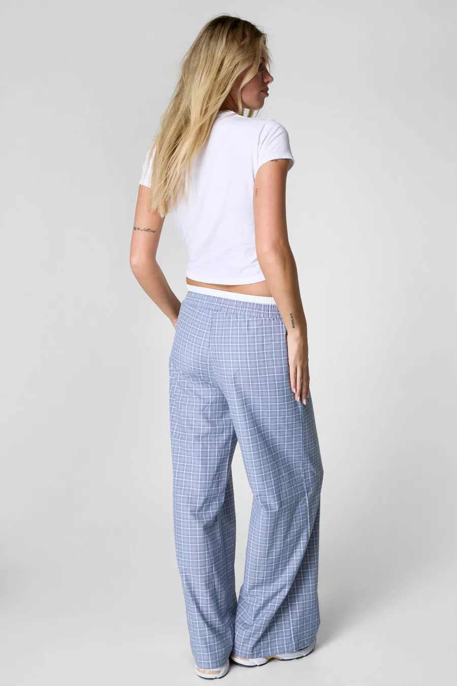 Check Double Waistband Wide Leg Pant | Nasty Gal US