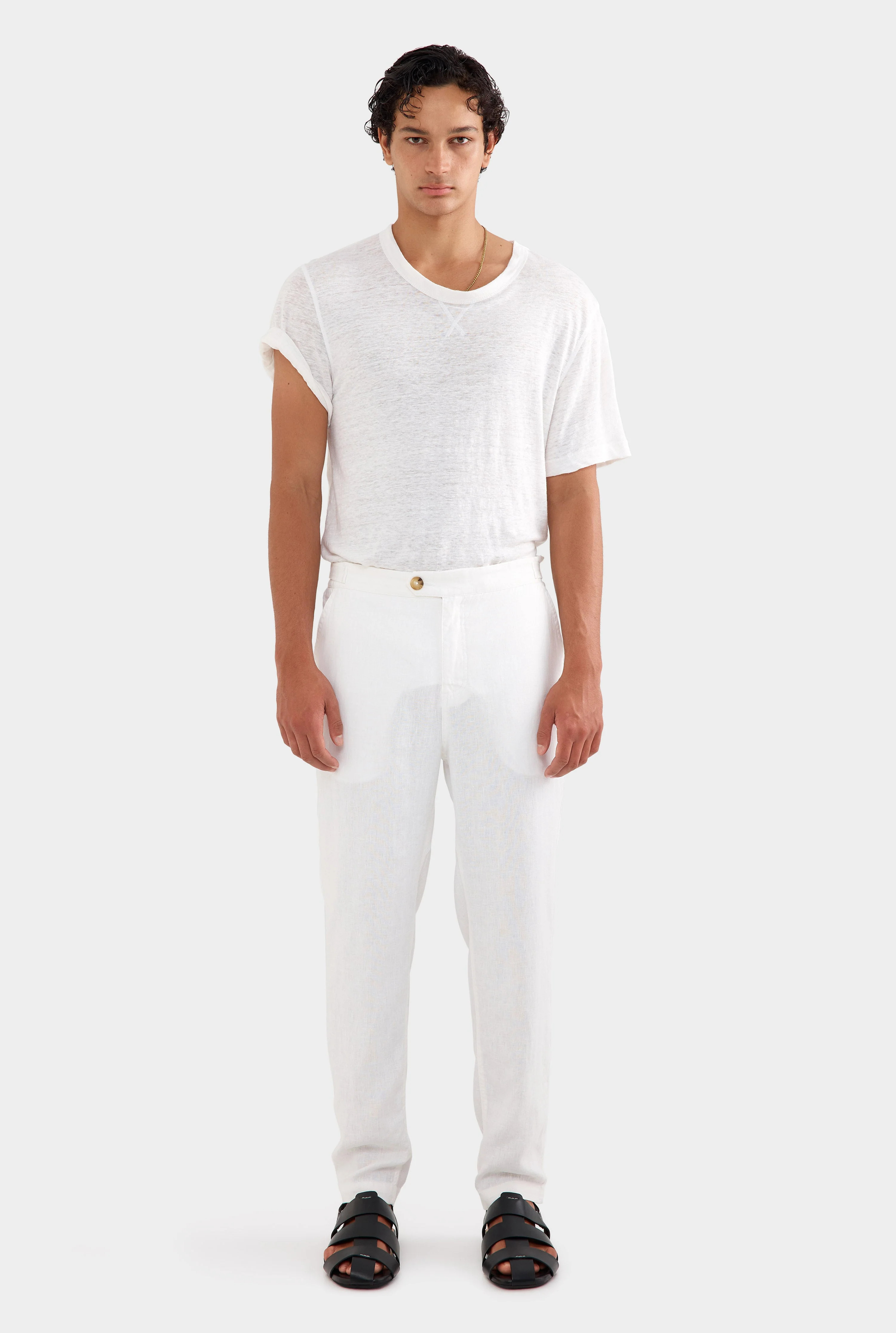 Mens Side Tab Trouser in White | Venroy | Venroy AU
