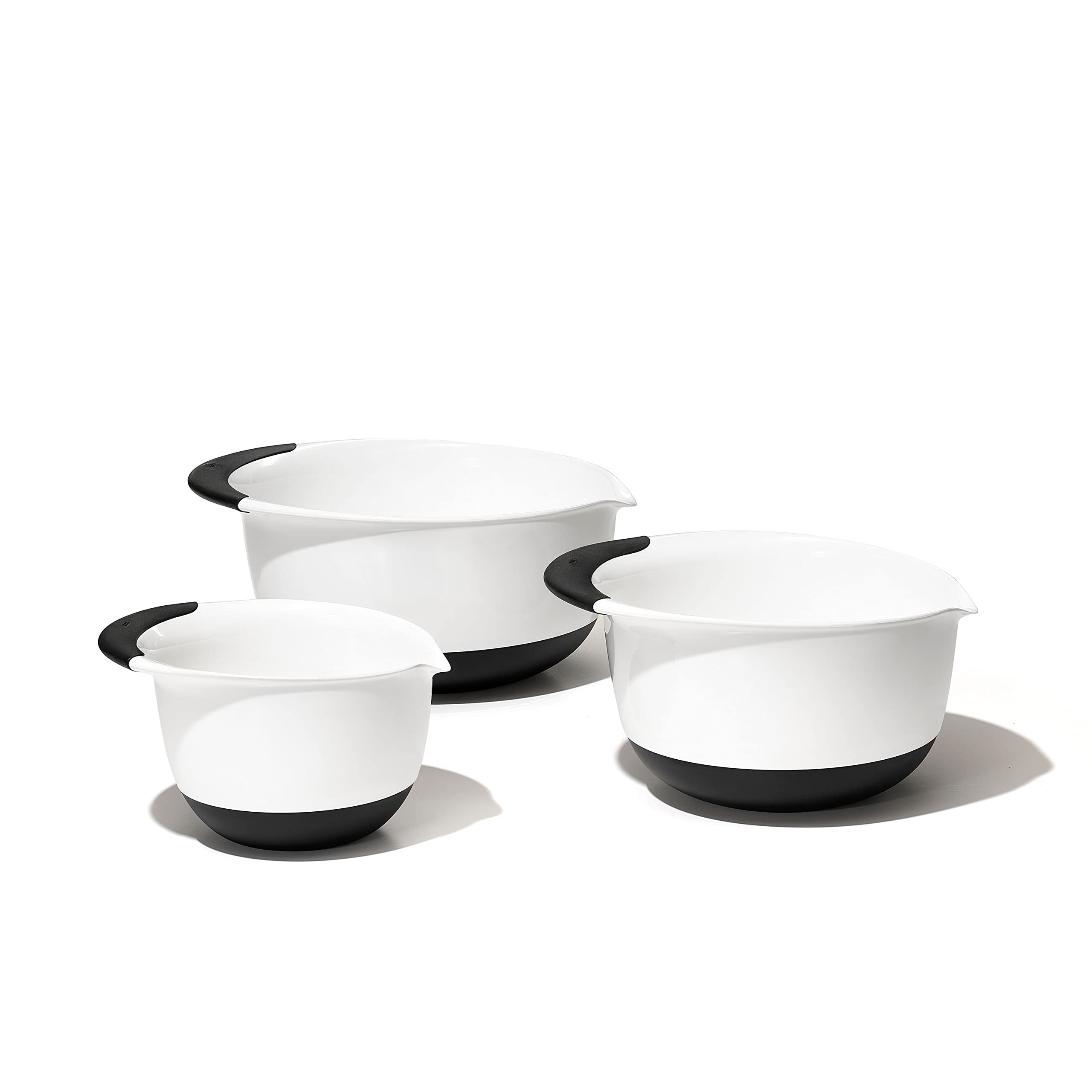 OXO Good Grips 3- Piece Plastic Mixing Bowl Set, 2500 ml,White/Black | Amazon (US)