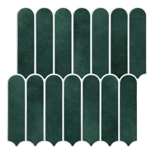 COMSTICKC Matte Dark Green Peel and Stick Tiles for Wall, 10 Pcs, Ultra-Light Thin PVC Wall Panels 3D Fish Scale Stick on Tile Sticker Backsplash Kitchen Bathroom Wall Decor, 12"X12" | Amazon (US)