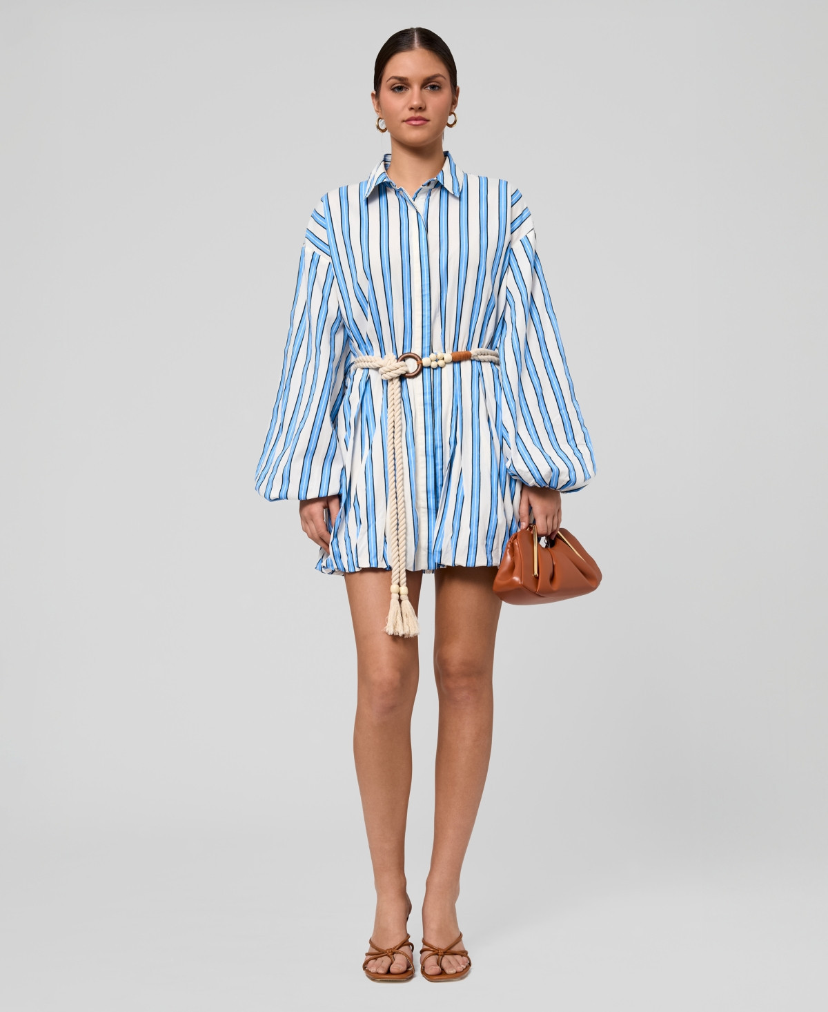 Rachel Rachel Roy Women's Collared Neck Shirt Dress - White/Blue Stripe | Macy's