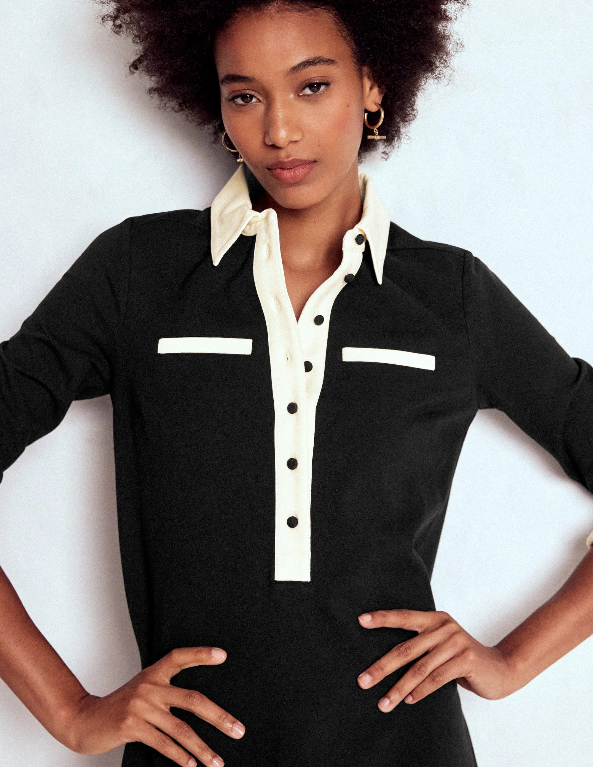 Georgina Ponte Dress-Black & White | Boden (US)