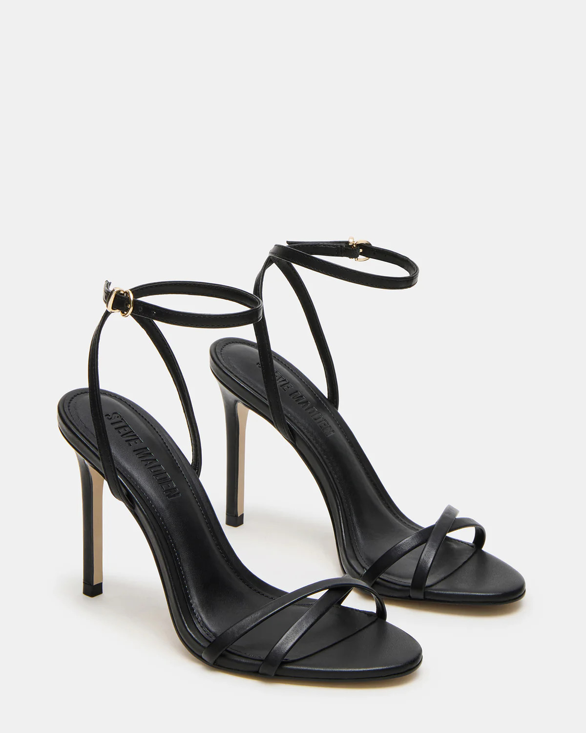 JYPSEY Black Leather Strappy Stiletto Women's Heel | Steve Madden (US)