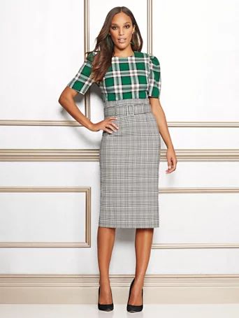 Eva Mendes Collection - Tall Deja Plaid Pencil Skirt | New York & Company
