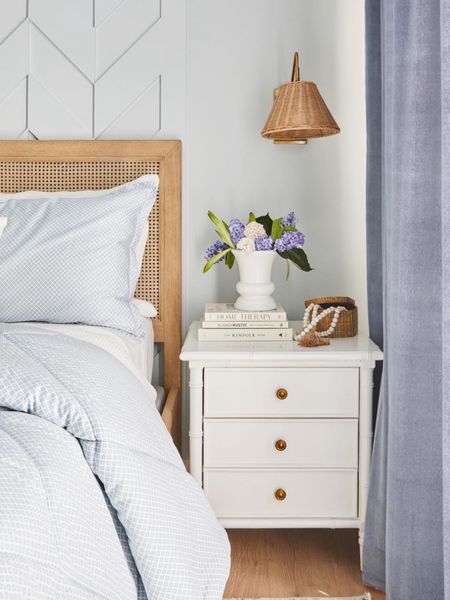 Coastal nightstand and sconce. #coastalbedroom 

#LTKhome #LTKsalealert