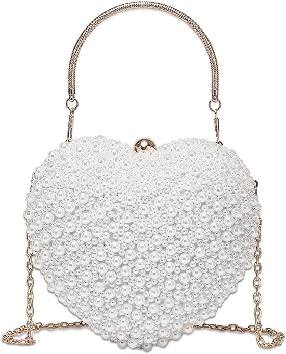 Simcat Pearl Clutch Purse - Evening Bags and Clutches for Women Heart Pearl Purse Evening Bags wi... | Amazon (US)