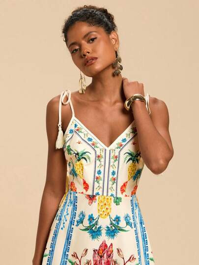 Travachic Floral Print Sleeveless Casual Vacation Dress,Summer,Summer Outfits For Women,Beachwear... | SHEIN