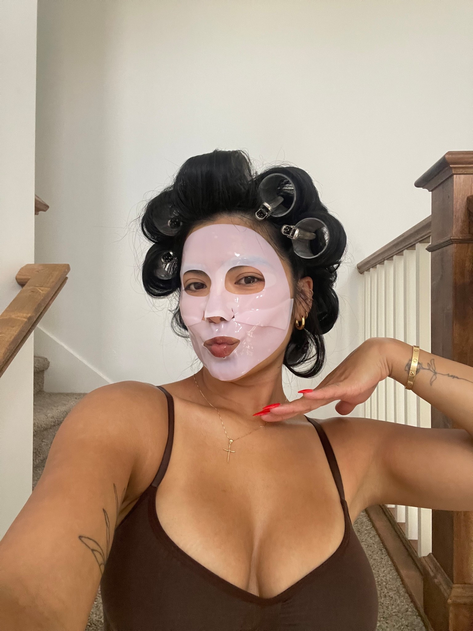the BEST mask aka Hailey Bieber pink mask✨ my fav hair rollers🤭