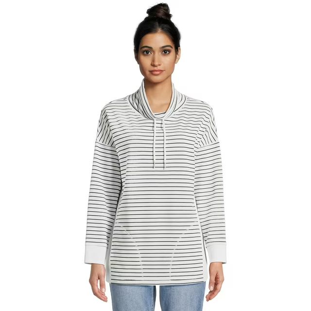 Time and Tru Women’s Cowl Neck Tunic Sweatshirt, Sizes XS-XXXL | Walmart (US)