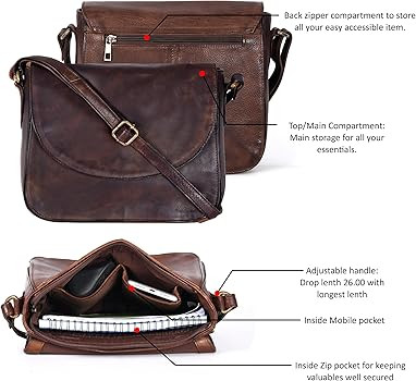 Genuine Leather Shoulder Crossbody Purse For Women with Adjustable Strap, Mobile Pocket & Outside... | Amazon (US)