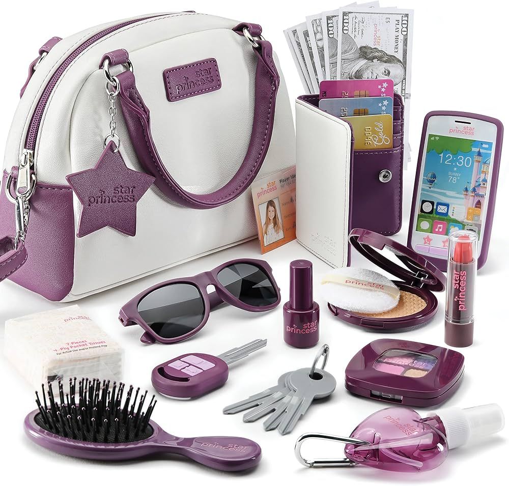 Little Girls Purse with Accessories and Pretend Makeup for Toddlers - My First Purse Set Includes... | Amazon (US)