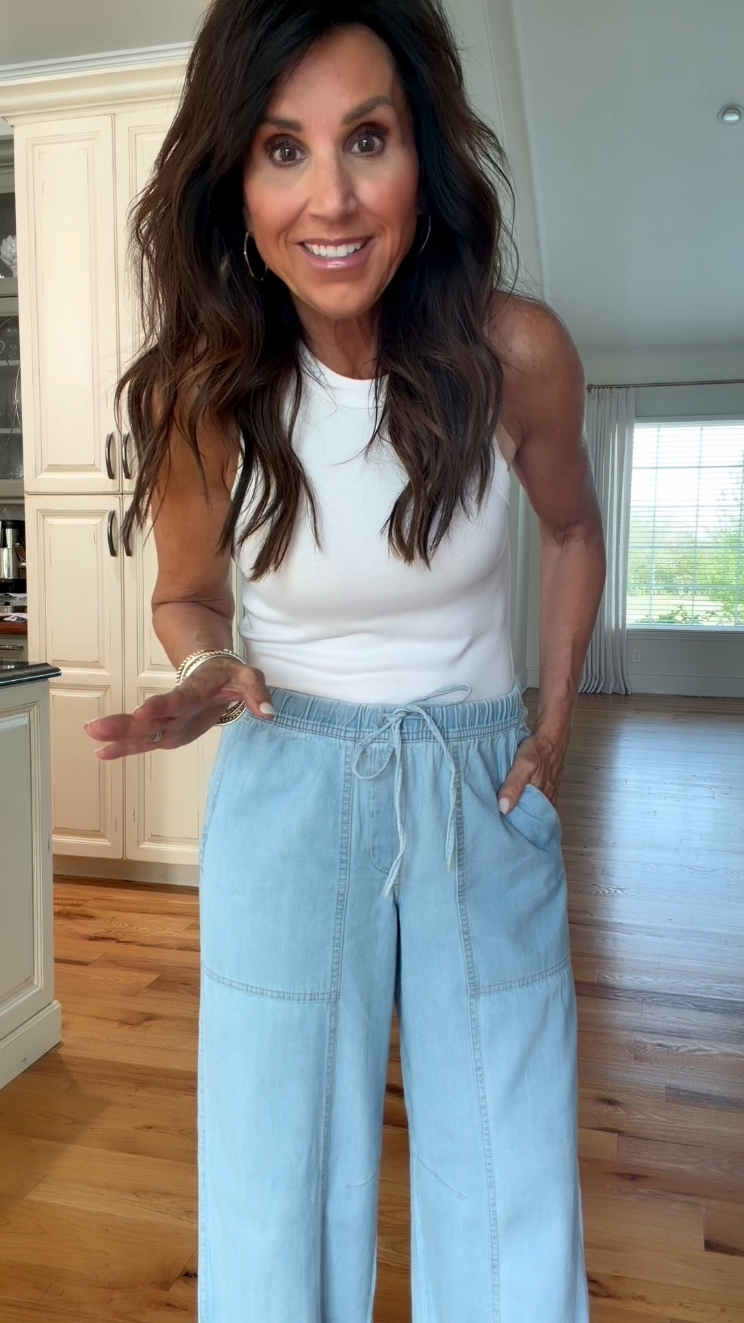 Harem pants from Old Navy 
Tank - medium
Pants - small 


#LTKSeasonal #LTKOver40