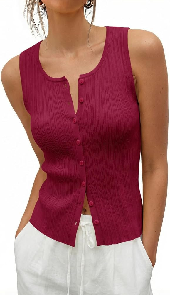 Stretchy Full Coverage Tank,Lightweight Ribbed Knit Fabric,Cute Tops,Going Out Tops, Daily wear, ... | Amazon (US)