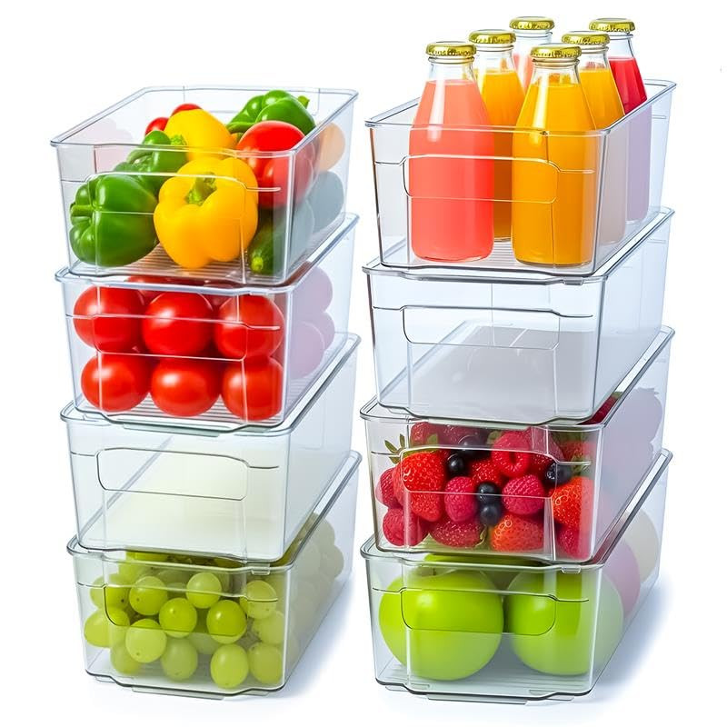 Utopia Home - Fridge & Refrigerator Organizer Bins (8 Pack), Clear Stackable Durable Plastic Stor... | Amazon (US)