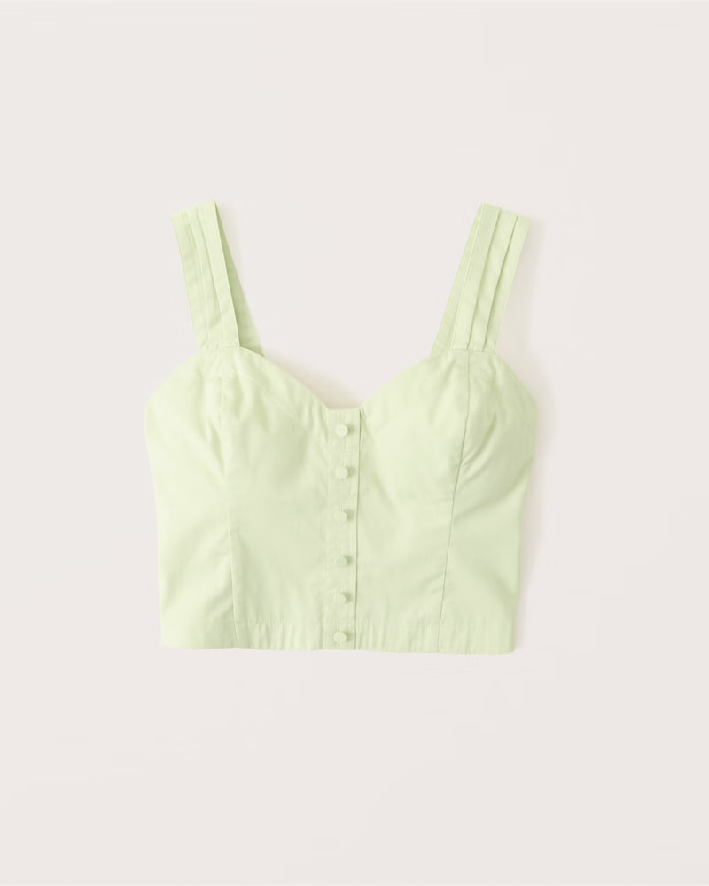 Wide Strap Poplin Button-Through Top | Abercrombie & Fitch (US)