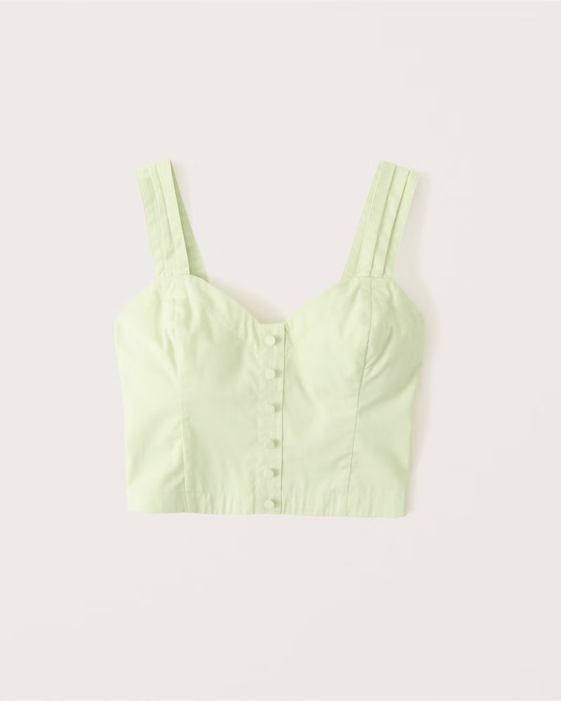 Wide Strap Poplin Button-Through Top | Abercrombie & Fitch (US)