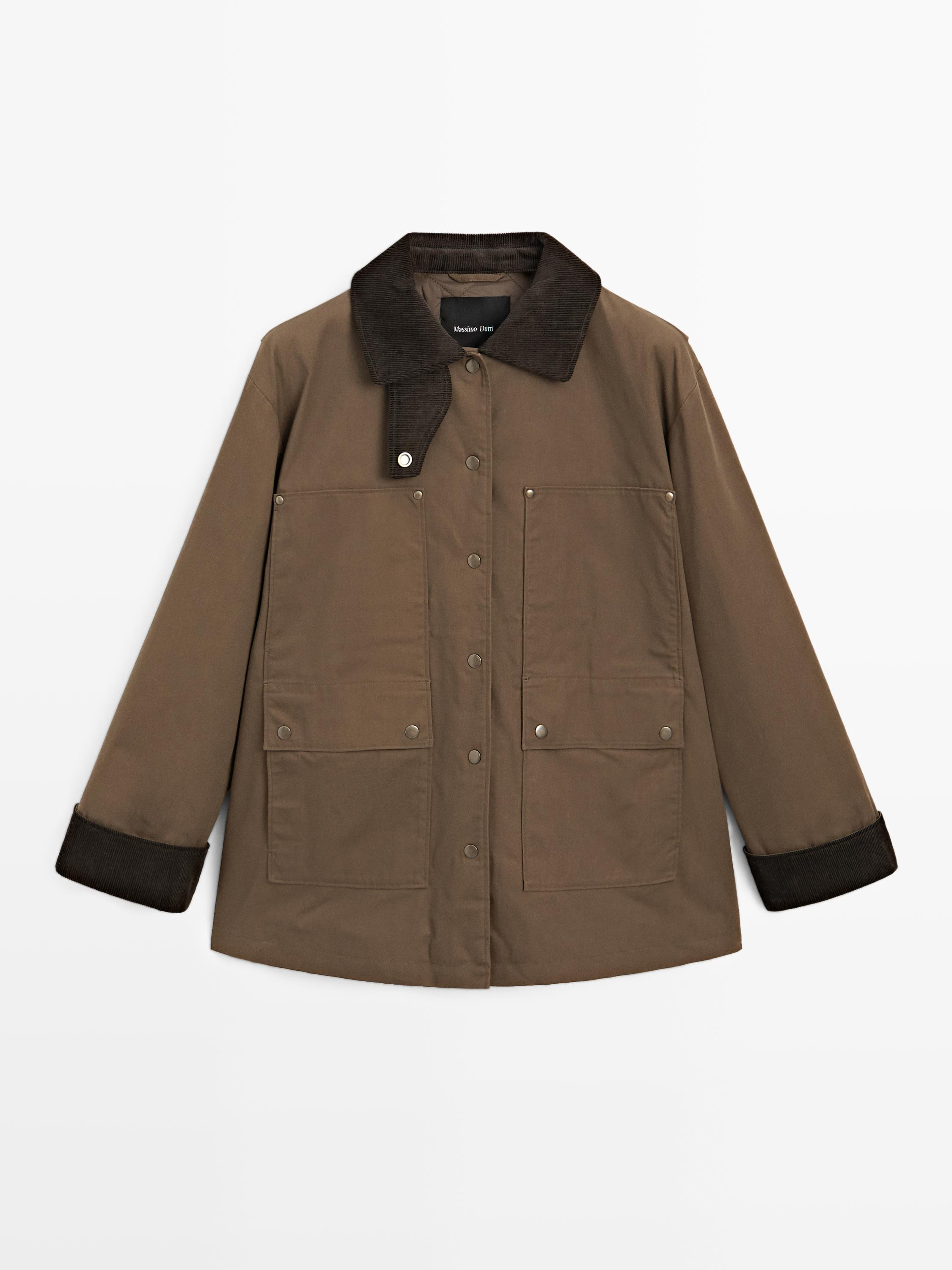 Waxed parka with corduroy detail | Massimo Dutti UK