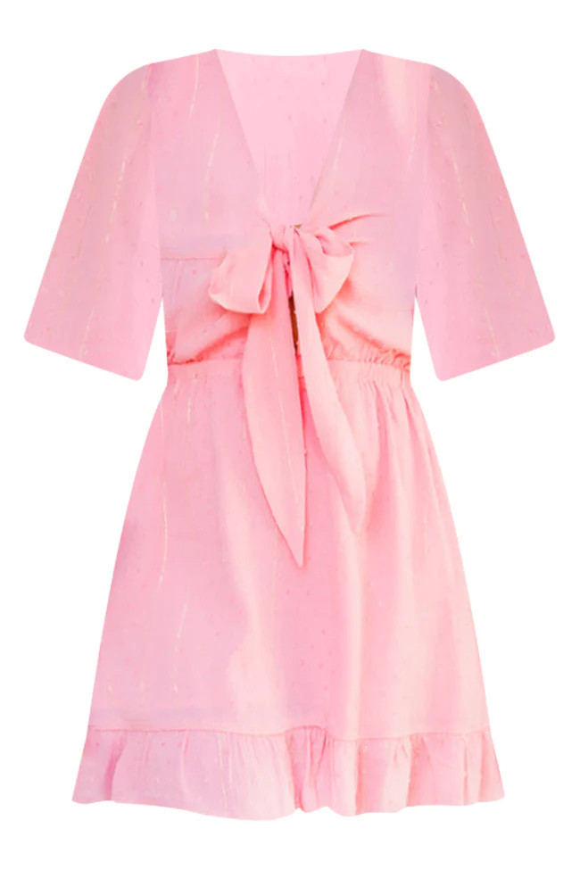 Take A Look In My Eyes Pink Tie Front Mini Dress FINAL SALE | Pink Lily