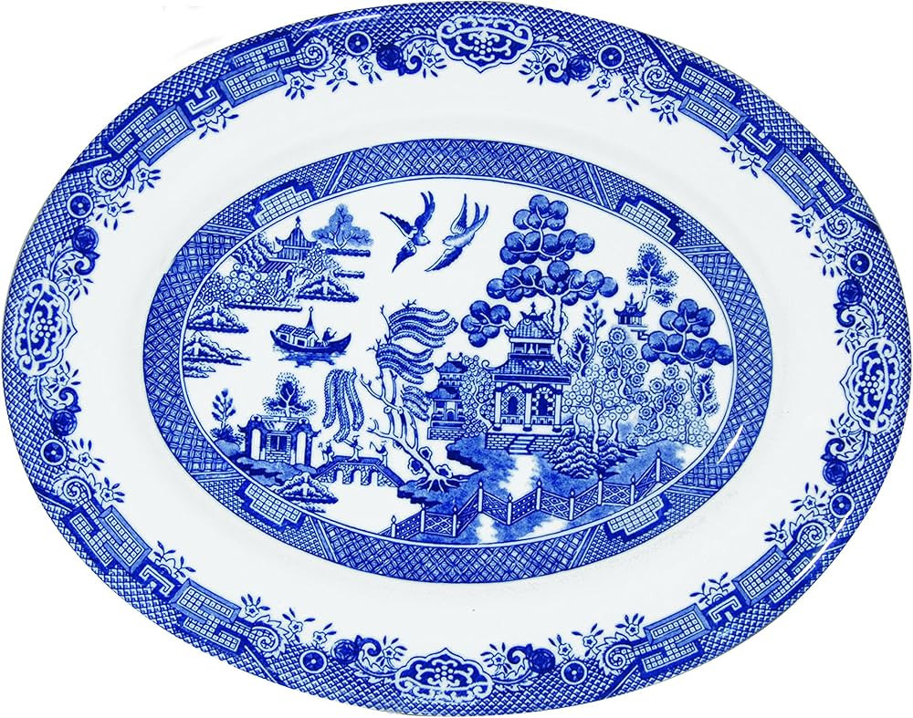Churchill Blue Willow Fine China Earthenware Oval Dish 12.5", Made In England | Amazon (US)