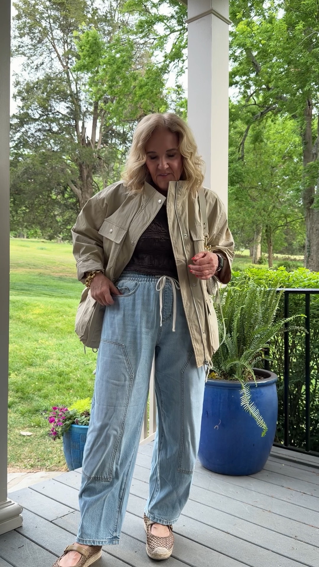 Loft haul! If I missed a size just ask! 
Chore jacket medium petite 
Shorts 29 reg and they rest on your hips 

Green linen pants medium
Pistachio blouse medium
Denim dress size 8 reg
White embroidered pocket pants size 8 reg
Short sleeve denim jacket medium reg
Crochet sweater medium reg
Green linen blend barrel pants size medium petite
Seersucker blazer 10 petite
Side knot tee size large petite
Brown stripe dress medium petite (it def needs a belt but fabulous once belted)
Linen blend top and pants size medium petite 
Drawstring barrel jeans 29 reg (very relaxed fit)
Puckered knit top size medium
Jacket (it is water repellant) medium
10% off my Eric Javits tote code NANETTE
AVARA 15% off code NANETTE15 on the sandals

Spring outfits vacation business casual outfits 

#LTKSeasonal #LTKOver40 #LTKSaleAlert

#LTKMothersDay #LTKPetite