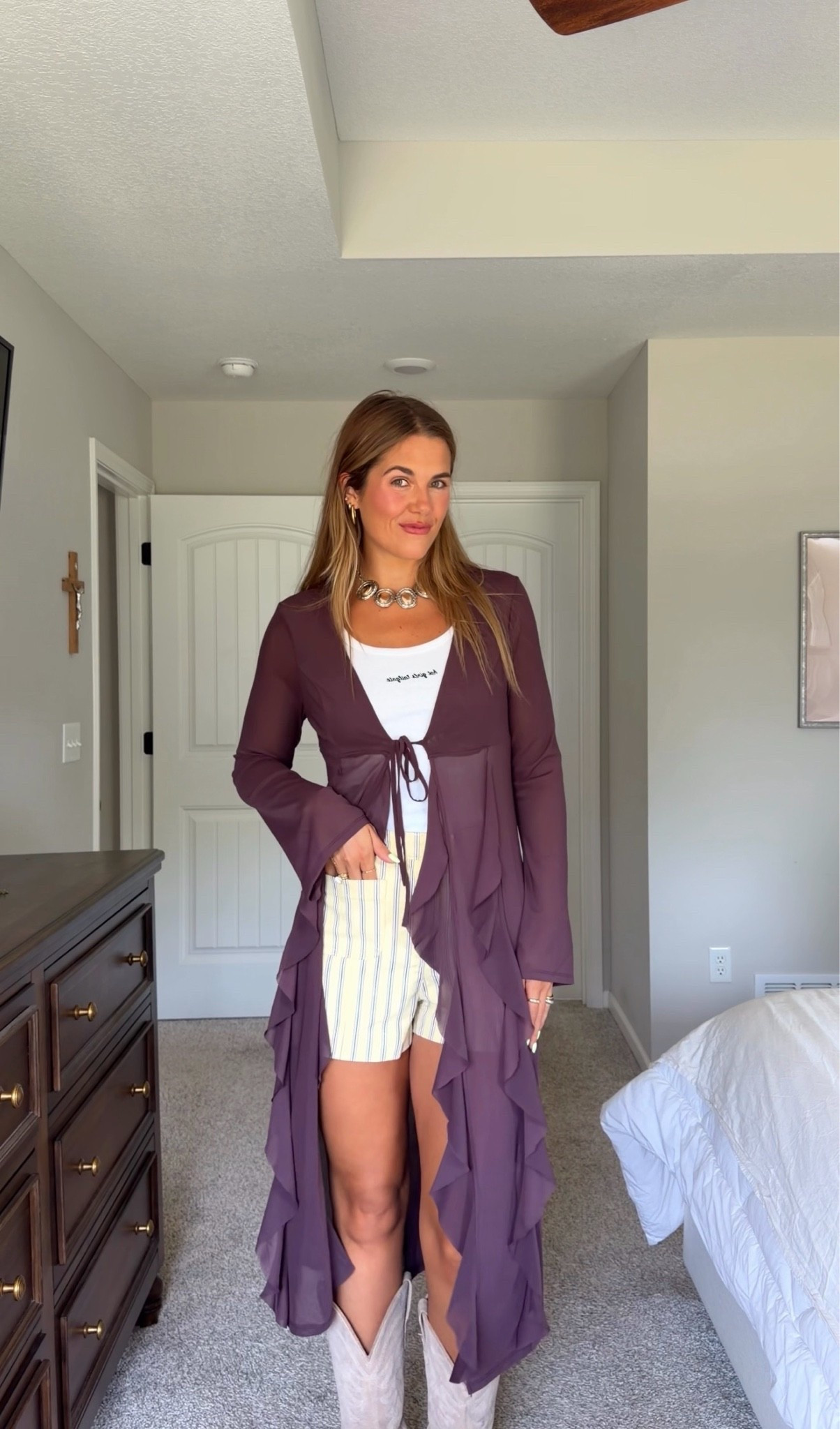 walmart outfit! xs in tank, 4 in yellow striped denim shorts, medium in duster

#LTKgrwm #LTKootd #LTKSeasonal