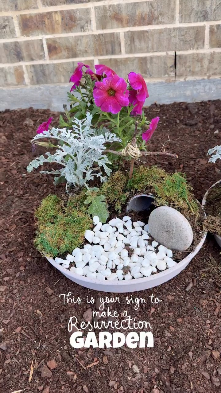 These resurrection gardens are a sweet tradition to start with your families for Easter. Gather your family and friends, make minis ones or big ones like this. Have you made one? 



What you need 
Medium planter or saucer(about 10”)
Potting mix
4-6” pot
Moss
Pebbles
One big river rock
Twine 
Twigs
Spray bottle 

Fill saucer with dirt. Place pot in the saucer. I covered it with dirt. Place plants in and then cover. Cover the sides with moss. Spray with water. Add pebbles and river rock in front of the pot. Connect your two twigs together with twine. And place in the saucer. You could also use seeds to grow a garden as well. **Do that two weeks before Easter.

#resurrectiongarden #easter #craftnight #diyeaster #easterideas motherhood gardening  easterdiy momlife eastercraft Easter Sunday springdiy springdecor

#LTKSeasonal #LTKKids #LTKHome