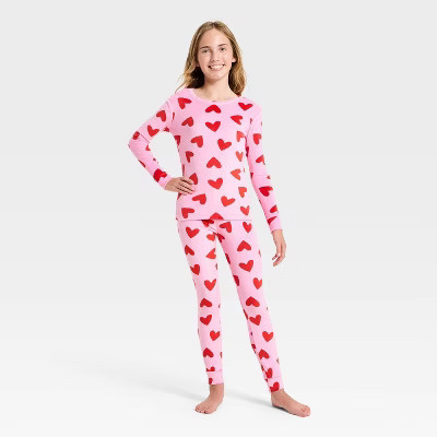 Kids' Valentine's Day 'Hearts' Snuggly Soft Pajama Set - Cat & Jack™ Pink 10 | Target