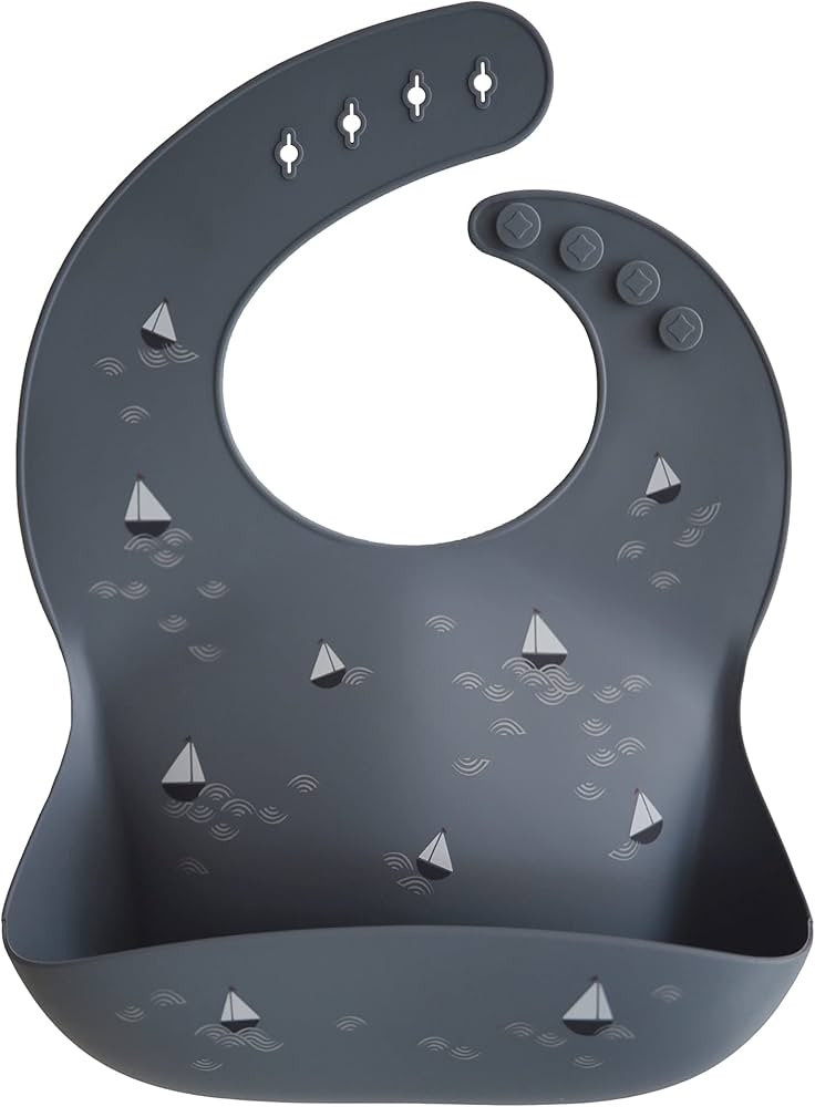 mushie Silicone Baby Bib | Adjustable Fit Waterproof Bibs (Boats) | Amazon (US)