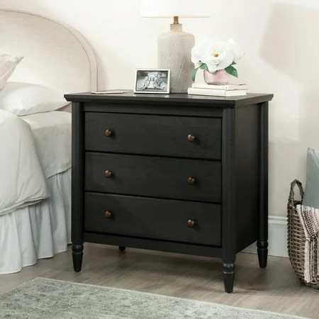 My Texas House Monroe 3 Drawer Nightstand with USB, Raven Black Oak Finish | Walmart (US)