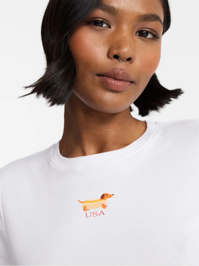 No Boundaries Americana Graphic Baby Tee, Women's and Women's Plus XXS-4X - Walmart.com | Walmart (US)