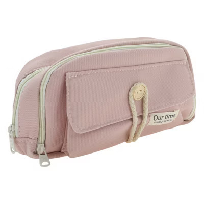 Unique Bargains Pencil Case Large Capacity Buttons Design for Office Organizer Pink | Target
