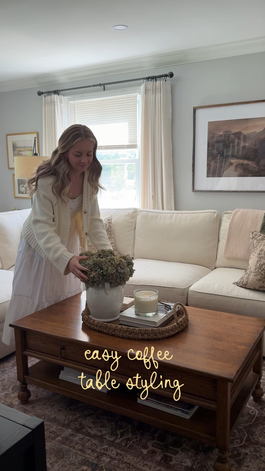 Easy coffee table styling for the summer 🌼 Nancy Meyers aesthetic, transitional style, Pottery Barn

#LTKHome #LTKSaleAlert