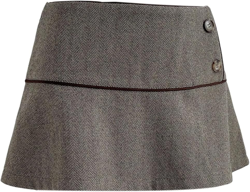 Floerns Women's Low Rise Tweed Mini Skirts Fall Clothes Trendy Vintage A Line Skirt | Amazon (US)