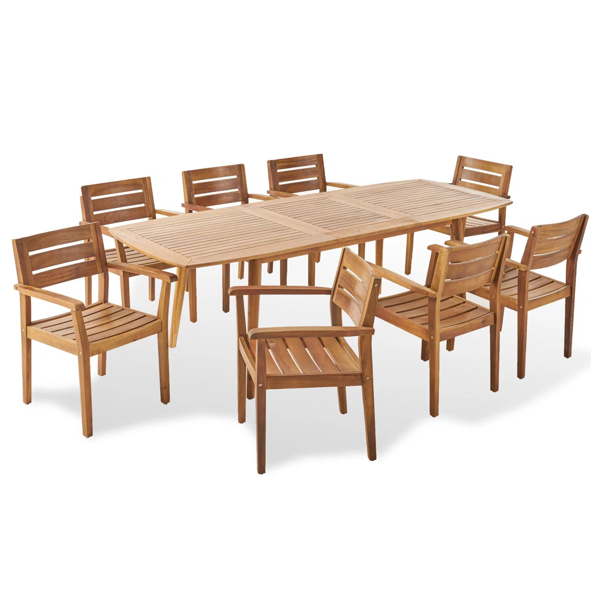 Maldonado 8-Person Acacia Patio Dining Set with Extendable Rectangular Table | Wayfair North America