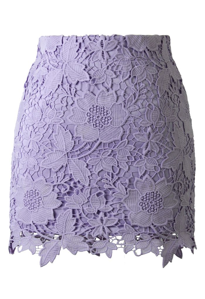 Purple Floral Crochet Skirt | Chicwish