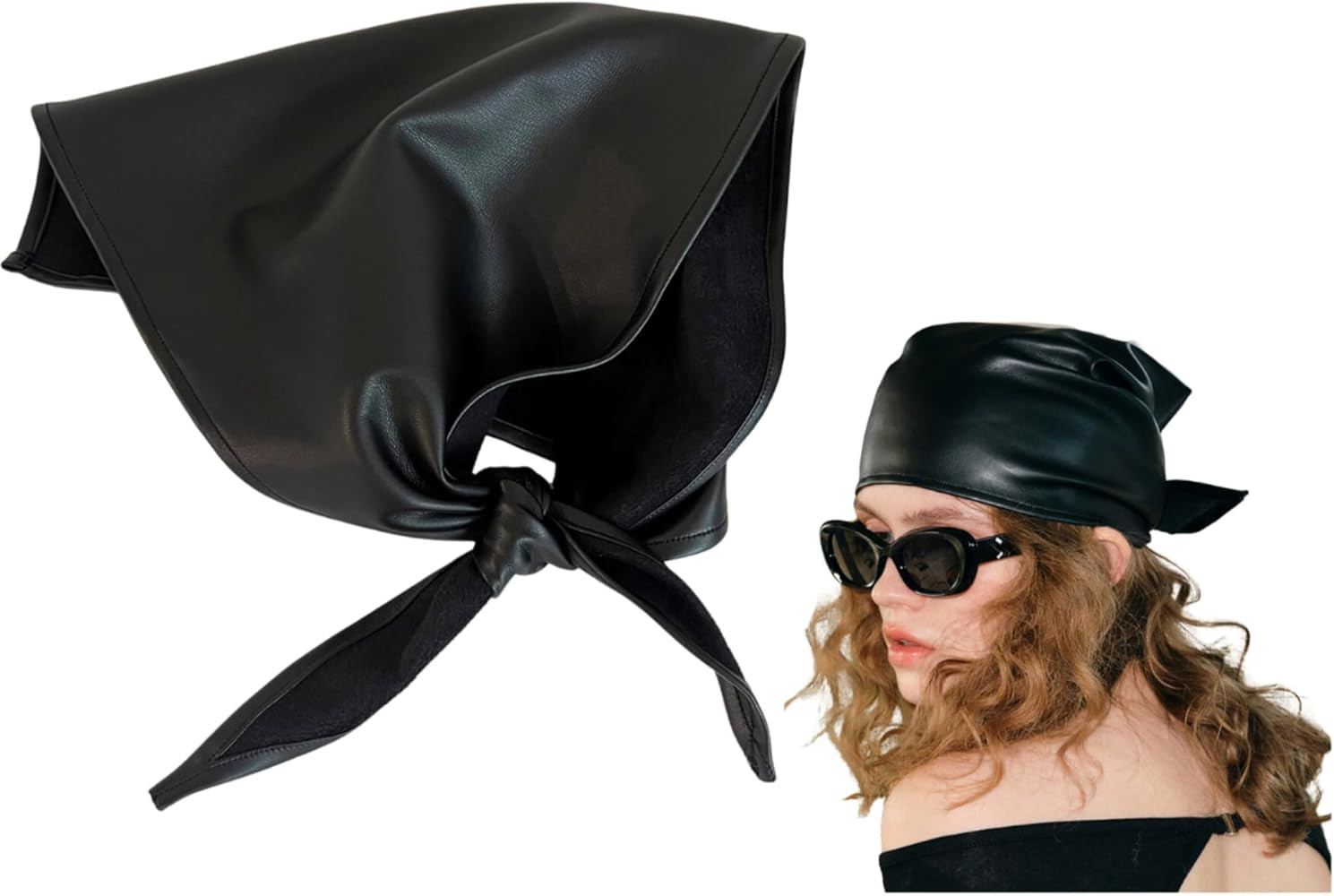 TYATVS Leather Triangle for Women Y2k Head Scarf Gothic Scarf Wild Rags Neckerchief Fisherman Aes... | Amazon (US)
